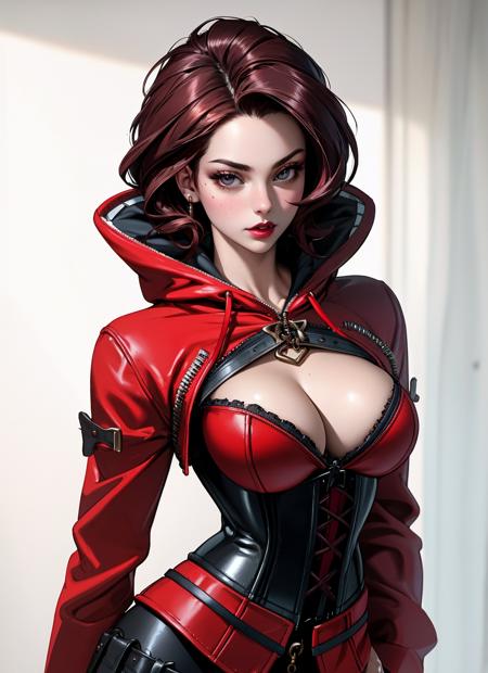 ((Masterpiece, best quality)),edgQuality,
edgCorset,hoodie, a woman, wearing a hoodie with a corset, red hoodie
<lora:edgCorsetHoodies:1>