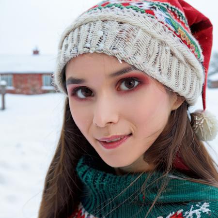 <lora:l30nam1a:1> l30nam1a close-up,  snow,Christmas clothing