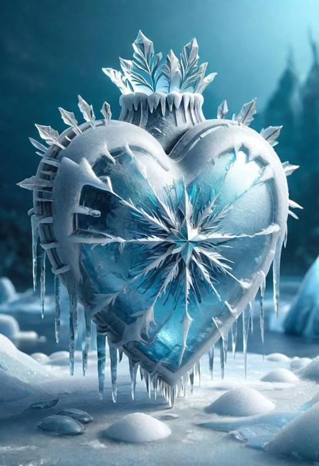 (masterpiece)
a frozen heart,
HDR, 8k, intricated detail, trending on artstation,