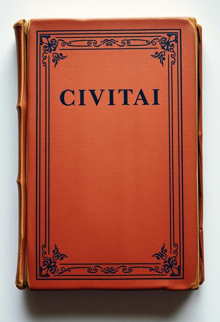 A beautiful brown book with the correct usage of civitai written on the cover