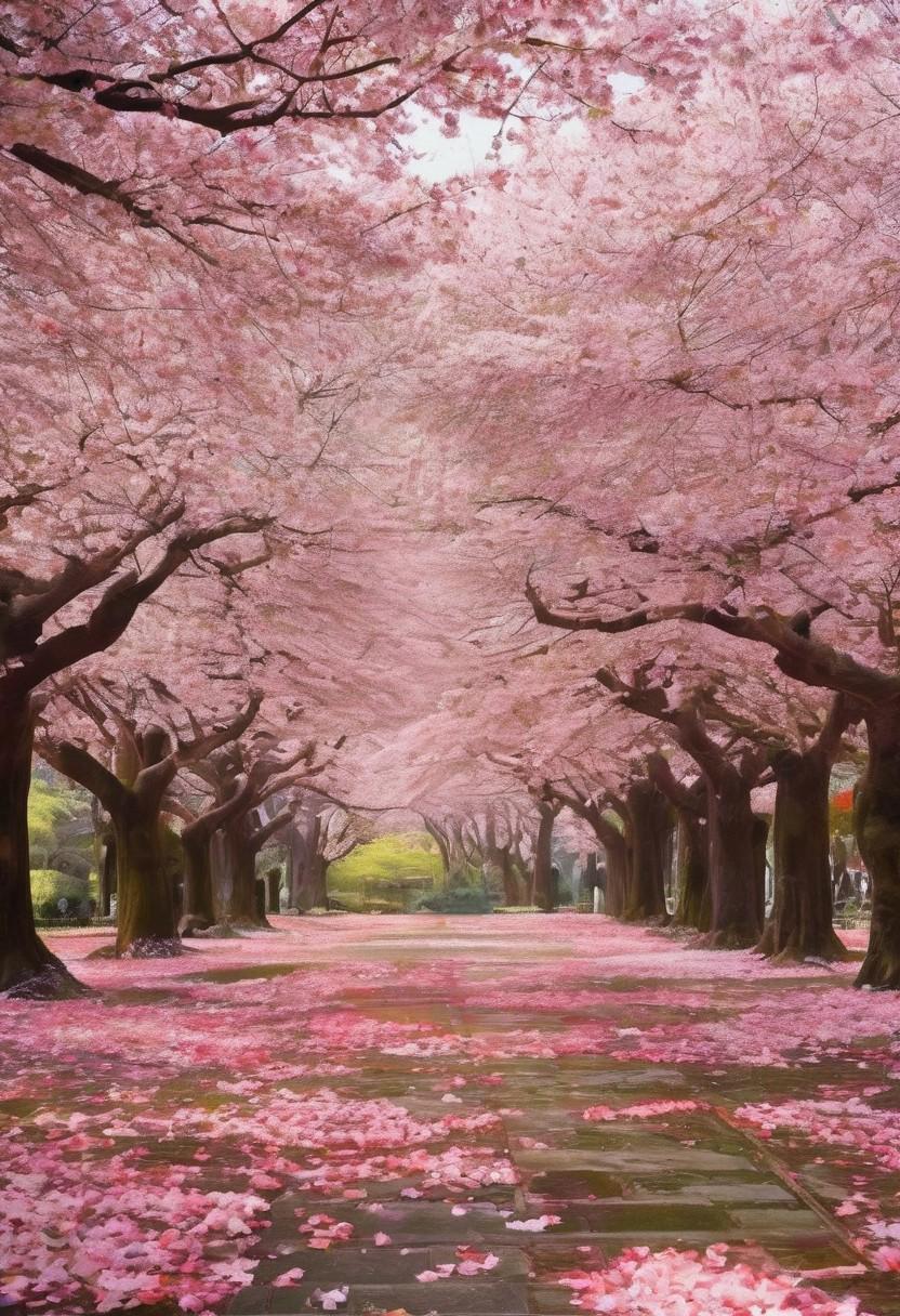 Highly detailed, hyperrealistic Japanese park, outside in a Japanese park, beautiful cherry blossom petals, beautiful ambiance, beautiful photograph, dramatic light, dramatic lighting effects, cinematic composition, high contrast ratio, vivid colors, ultra-high resolution, immersive experience (((beautiful Japanese park)))