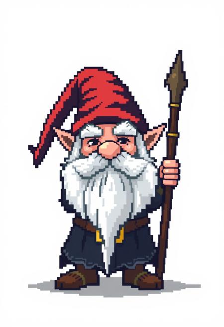 Pixel art dwarf on white background