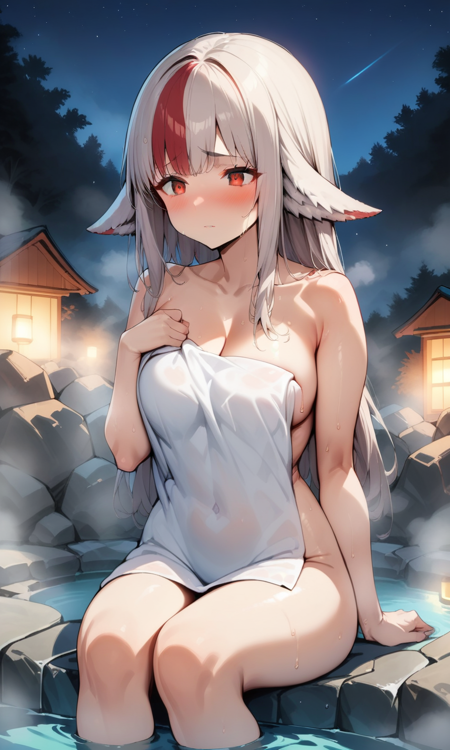 velouria animal ears wolf tail red eyes hood up long hair