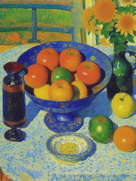 <lyco:PierreBonnard:1.0> still life by cuno amiet and pierre bonnard