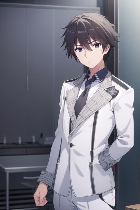 ikkikurogane, <lora:ikki kurogane s1-lora-nochekaiser:1>,
ikki kurogane, black hair, male focus, (black eyes:1.3),
BREAK school uniform, necktie, long sleeves,
BREAK indoors, classroom,
BREAK looking at viewer, (cowboy shot:1.5),
BREAK <lyco:GoodHands-beta2:1>, (masterpiece:1.2), best quality, high resolution, unity 8k wallpaper, (illustration:0.8), (beautiful detailed eyes:1.6), extremely detailed face, perfect lighting, extremely detailed CG, (perfect hands, perfect anatomy),