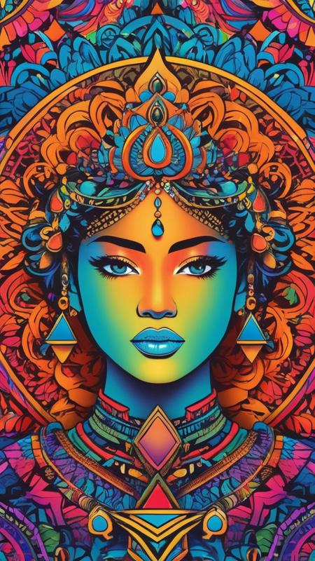 Random artwork, single person, intricate background, colorful