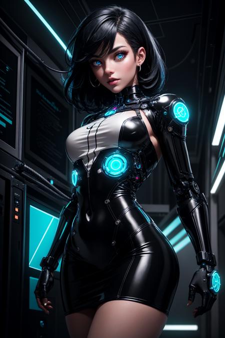 full body of cyborg lady, cybernetic jaw, mechanical parts, white shirt, unbottoned, black latex skirt, metal skin, glowing red eyes, cables, wires, black hair, simple background
masterpiece, best quality, realistic, ultra highres, depth of field, (full dual colour neon lighting:1.2), (detailed face:1.2), (detailed eyes:1.2), (detailed background:1.2), (mountain:1) (masterpiece:1.2), (ultra detailed), (best quality), intricate, comprehensive cinematic, magical photography, (gradients), colorful, detailed landscape, visual key, shiny skin,