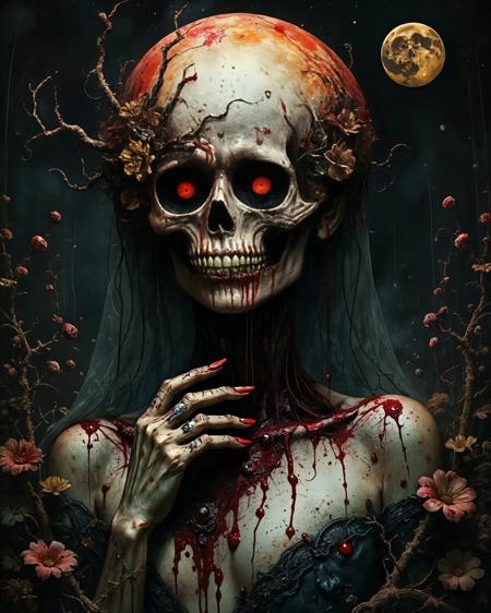 Macabre Painting: Dark Style Blood Fantasy, Elegy in Blood and Bloom Elegy in Blood and Bloom