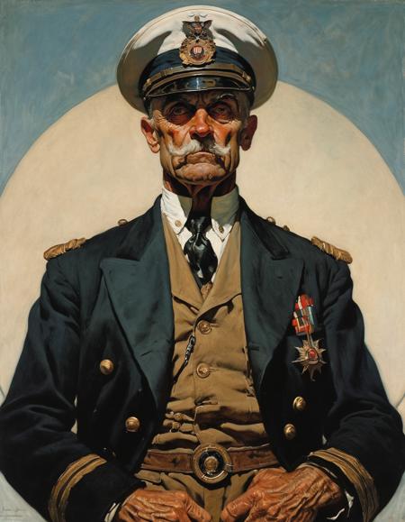 angry Captain Vere (by Norman Rockwell, (Frank Frazetta:1.15):1.05), (Alphonse Mucha:0.15),{creepy|gloomy|natural|bright|cheerful|idyllic}, {harsh|diffuse} {direct|indirect} lit from {above|right|left|below|behind|front}, steempunk