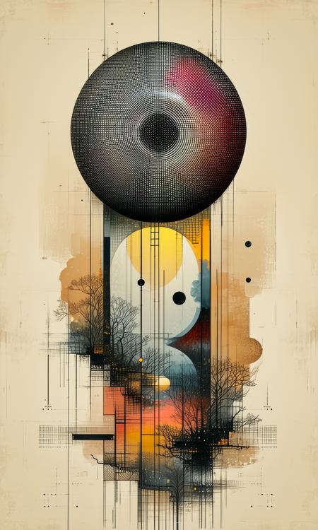 ORIGINAL PROMPT: An artwork done in the style of artist (patrick seymour:1.4), as a (wabi sabi:1.6).
A surrealistic orb and complex patterns scene.
PRODUCTION PROMPT: Original prompt was used.