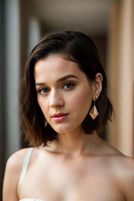 <lora:k4typ3rry:0.9>, a Realistic portrait of k4typ3rry woman,  1girl, solo, short hair, blonde hair, jewelry, earrings, parted lips, indoors, lips, makeup, portrait, realistic, professional Photography, Photorealistic, detailed eyes, RAW, analog, sharp focus, 8k, HD, DSLR, high quality, Fujifilm XT3, film grain, award winning, masterpiece