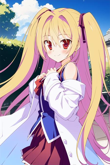 <lora:favSKAV5:0.7:lbw=AST>,1girl,big eyes, <lora:nikaidou_shinku:0.7:lbw=MIDD> ,nikaidou shinku,smile, red pleated skirt,labcoat, bare shoulders,