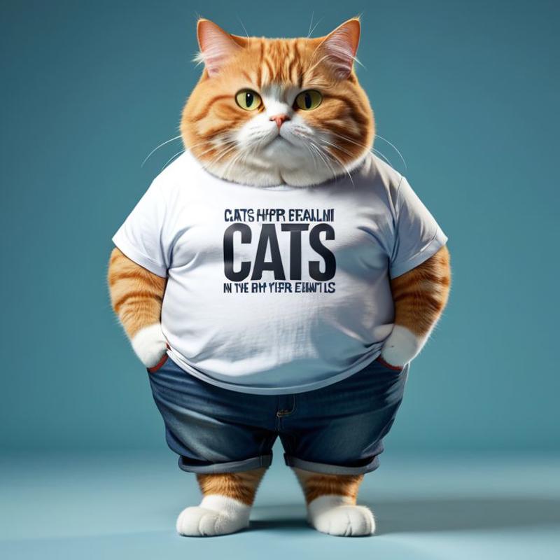 A cartoon cat wearing a t-shirt that says "Cats Herding Cats" stands on one leg.