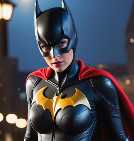 Charlize Theron, Batgirl hero costume suit armor, hair red, cape dark long, belt gold, bat mask dark, fight, night , moon, (hyper realistic:1.4), (realistic:1.3), (best quality real texture skin), full body, (Cinematic Light), highly detailed skin, skin pores, (highly detailed face:1.1), (highly detailed eyes:1.1), realistic pupils, (perfect anatomy:1.1), (perfect proportions:1.1), (photography:1.1), (photorealistic:1.1), volumetric lighting, dynamic lighting, real shadows, (highres:1.1), sharp focus, daylight, (realistic, hyperrealistic:1.4), intricate, high detail, dramatic,