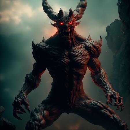 photo of ohwx devil, red skin, fearful, flames, angry, mad, scary looking, standing on the mountain, menacing look, facing camera photography, natural light, photorealism, cinematic rendering, ray tracing, the highest quality, the highest detail, Cinematic, Blur Effect, Long Exposure, 8K, Ultra-HD, Natural Lighting, Moody Lighting, Cinematic Lighting , (high key)