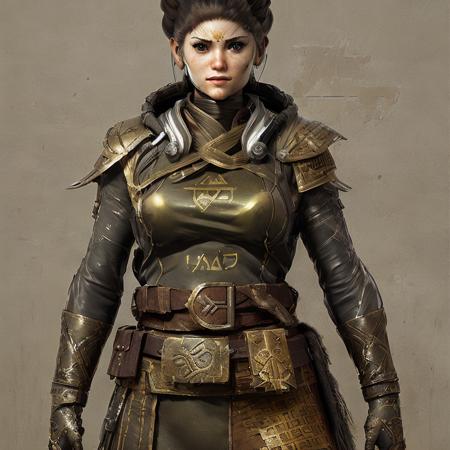 a photo of a full body character of a yang (((female))) greek soldier, award winning image, highly detailed, 16k, video game concept art, tk-char, <lora:SPBGTK-C-Enh:0.9>