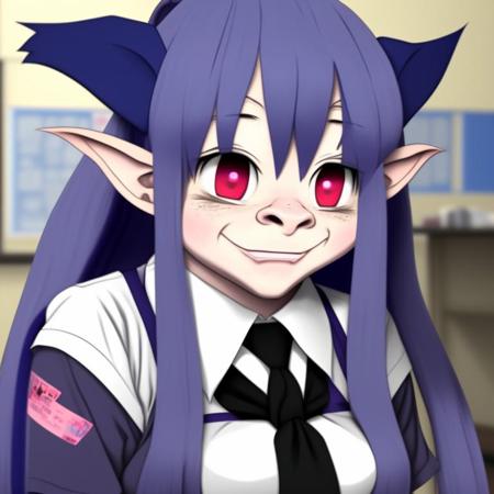 An ugly anime troll in a schoolgirl uniform