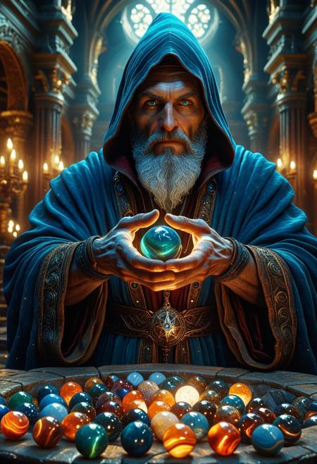 aidmamj6.1, wizard grabbing a handful of marbles, fantasy building interior, detailed background, Detailed face, detailed eyes, perfect eyes, absurdres, high quality, masterpiece, very aesthetic, 8K resolution, ultra-detailed cinematic composition, contemporary concept art style, volumetric magical atmosphere with ethereal glow, rich complementary color palette, vivid gradients and chiaroscuro contrast, dynamic perspective with layered depth of field, inspiring awe-inspiring mood, Unreal Engine 5 render quality, intricate textures, flawless anatomy, rule of thirds composition, luminous highlights, surreal ambiance, award-winning illustration, harmonious balance of light and shadow, photorealistic details, ArtStation trending, chromatic accents, nostalgic futurism, dreamlike serenity, bold creativity, professional finish, sharp focus, ambient background, fascinating dynamic motion,, Baroque art style, dynamic composition, dramatic lighting, rich colors, intricate details, professional-grade execution, captures the grandeur and theatricality of the Baroque period