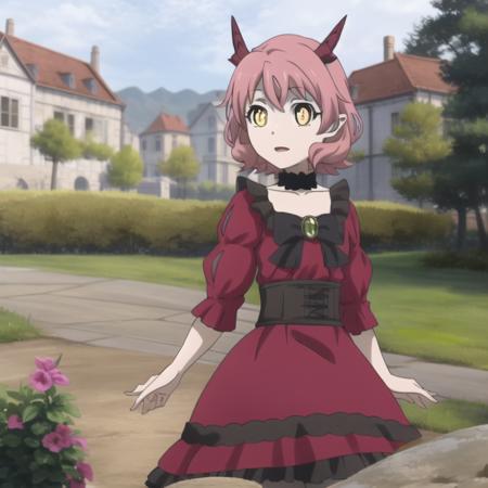 kemonomichi-hanako dragon horns dragon tail red dress