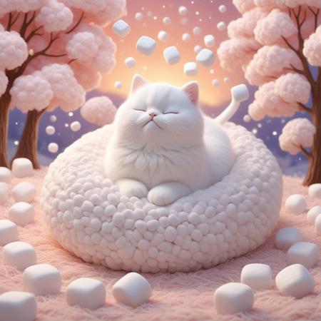 The world of the Marshmallow Dreams,
score_9, score_8_up, score_8_up, detailed background, complex background, simple cartoon, animated, Soft kitty, warm kitty, little ball of fur! Happy kitty, sleepy kitty, purr purr purr!