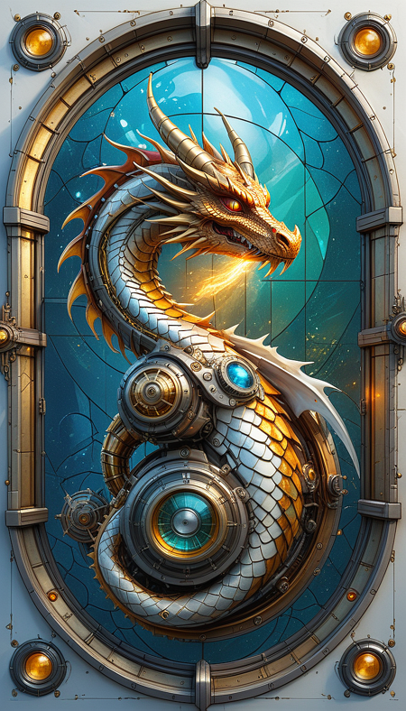 (in ARTIST style:1.4), (masterpiece:1.7), properly positioned, straight,
Dragon Futuristic and Vintage stylized magical, ,bright, , Magical beautiful background fantasy, hyper-detailed hypermaximalist dynamic style Scales texture style, realism, detailed, Dramatic lighting Cinematic Epic composition Magical background ArsMJStyle, Zen Ink Wash Sumi-e bo-golden White background reij-cybersteam, steampunk, asian, cyberfuturistic, futuristic steampunk, robotic elegance, mechanical aesthetic, dim lighting, bokeh effect, asian architecture perkysDr4g0n
(masterpiece:1.8), (highest detailed:1.8), (angle:1.8), perfectly lighted, (contrast), (saturated), (((sharp focus))),
(hyperdetailed:1.3), (intricate details:1.2), (Refined details:1.3), (best quality:1.5), highly detailed textures, vibrant colors,
(ultra sharp focus:1.8), (detailed skin:1.8), (detailed windows:1.8), (thin lines:1.8), (best quality:1.8),
<lora:Apparatus_-_Traction_City_Walkers_Vehicles:0.7>,