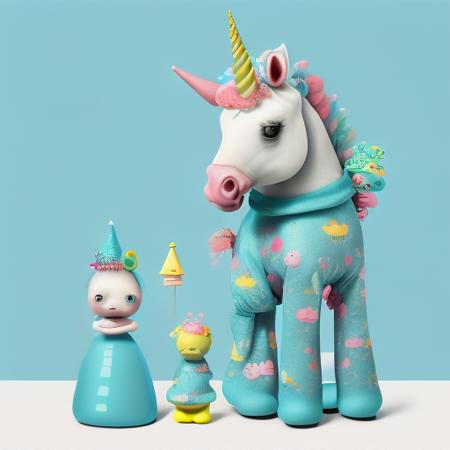 a surrealist sleepyheaded unicorn wearing pajamas inspired by Davegore and Yves Tanguy and Kahn Nova and Mark Ryden, muted colors, 128k, photorealistic, Houdini 3d, extremely intricate, ultradetailed, cinematic lighting, epic composition , <lora:LilYunicorn2-05:1> <lora:chibiStyle_v1:1> <lora:lunadiffusion22:1>  flower_style,  pastel_style,  style-sylvamagic,