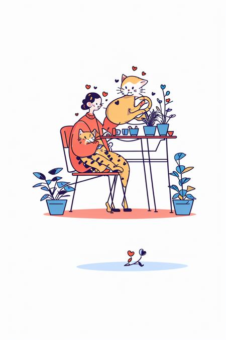 sdmai,Flat illustration, 
sd mai, flat illustration, masterpiece, best quality,,no humans, mug, plant, cat, cup, chair, heart, potted plant, white background, coffee mug, sitting, solo, keyboard, monitor
 <lora:æç®ä¸»ä¹æå¹³æç»:1>