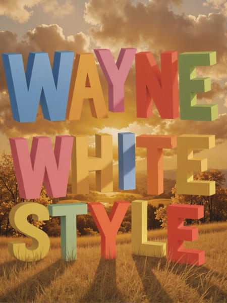 3D Text on Lithograph Painting - Wayne White Style - Flux v1.0