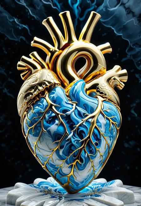 best quality, masterpiece, high resolution, intricate detailed,
(cs-cr1stal-v2:1.2),
(anatomical human heart:1.2) made of single huge brilliant, made of white and blue Liquid Marble, translucent, gold veins,
translucent, ethereal, majestic, detailed digital art, close up, ground shot, 
dark background,