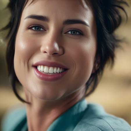 cinematic film still of Perfect Detailed
 <lora:Megan Fox-000002:1.5> Megan Fox 
a woman with a very big smile on her face and perfect white teeth , shallow depth of field, vignette, highly detailed, high budget, bokeh, cinemascope, moody, epic, gorgeous, film grain, grainy