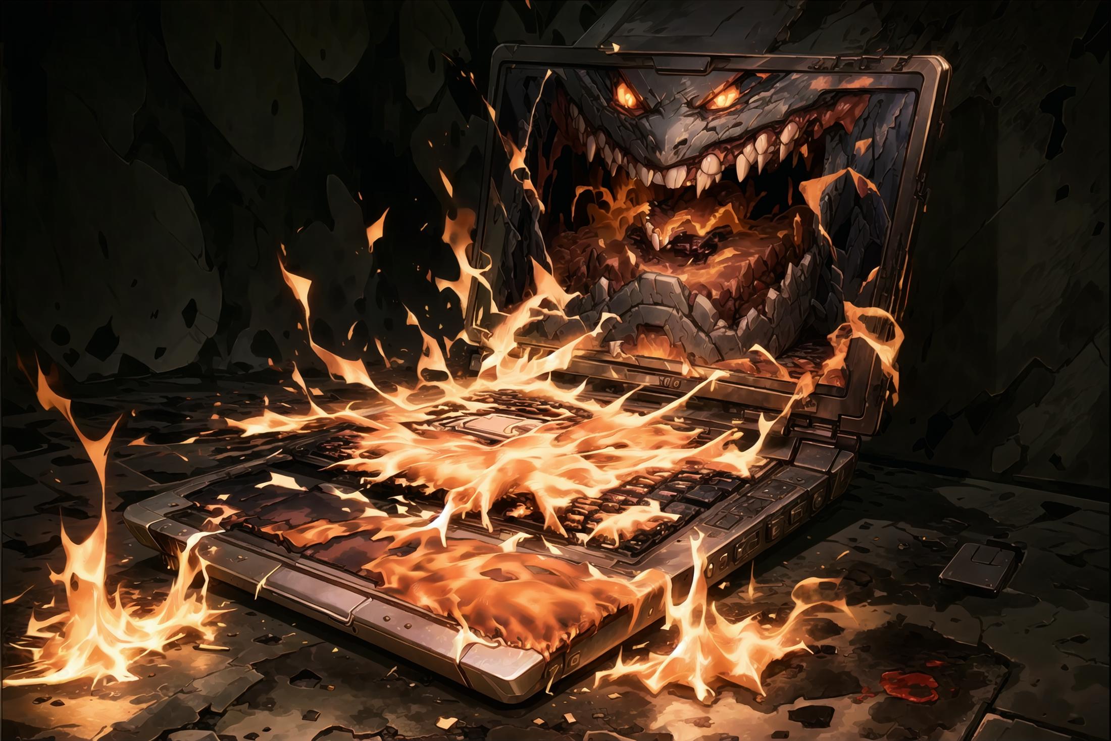 burning labtop image by penguinnes
