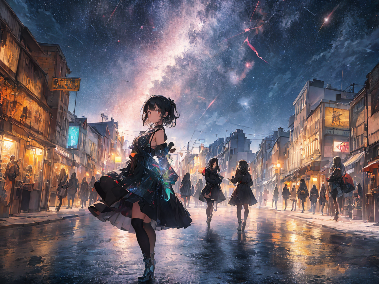 absurdres, highres, ultra detailed, (1 female:1.3),
BREAK
(, Design an image showcasing the allure of a starry night sky, ...