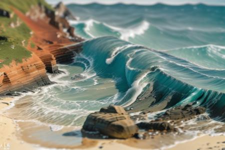 professional photograph of a (tidal wave), rocks, beach, people <lora:tilt-shift:1>  <lora:waves:0.2>