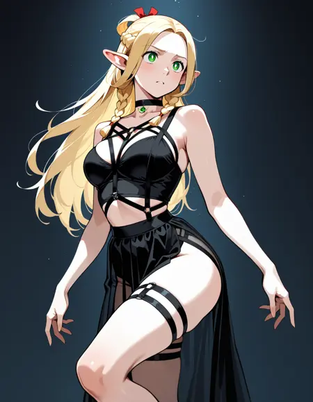 Gothic Mesh Skirt & Harness Crop top