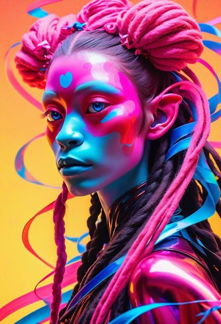 colourful, pink, blue, black, red, trippy psychedelic style Ombre _james jean, floating female figure made of ribbons, smoke, in the sky, colorful and vibrant, mystical colors, contemporary impressionism, yanjun cheng portrait painting, iridescent painting, 3/4 perspective view, cute face, low angle, sweeping circling composition, large beautiful crystal eyes, big irises, UHD, HDR, 8K, (Masterpiece:1. 5), (the most beautiful portrait in the world:1.5) color scheme of neon yellow, neon blue, neon pink, neon green, neon orange, cute weird (alien|gecko) creature DJing (at a rave:1.1)  (giant speakers:1.2) (crowd distant background:1.15) (bokeh volumetric lighting, fog:1.1)  <lora:fx-monsters:(anthropomorphic monkeys, band, 3 monkeys, long dreadlocks, gangsta rapper:1.5), Ethereal fantasy concept art of a Rabbit Mage brewing potions. Dice, magnificent, celestial, ethereal, painterly, epic, majestic, magical, fantasy art, cover art, dreamy, insanely detailed and intricate, hyper maximalist, elegant, hyper realistic, super detailed, vivid colours, ornate, dynamic, articulate, 8K, <lora:3D_Framed_Wall_Art_-_By_DICE:0.6>, (Framed 3D), EPIC, high