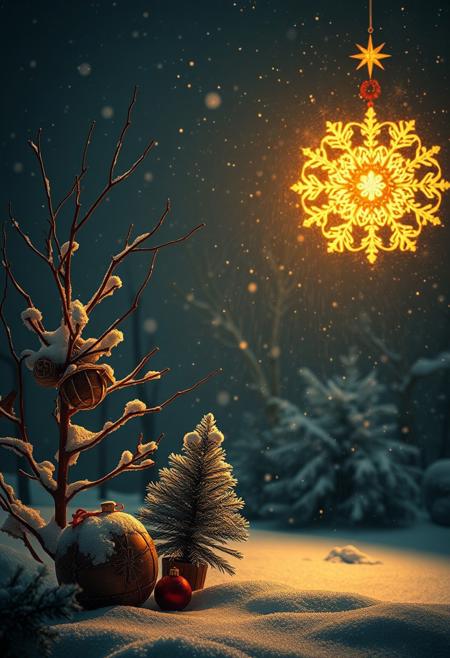 Surreal, minimalism, winter holidays oil, filigree, full-lenth view, dynamic, ultra hd, chiaroscuro light, vivid color, professional photo, ultra sharp