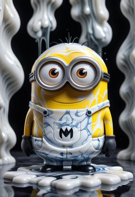 Liquid Marble, a yellow and white minion made of liquid marble, MinionStyle