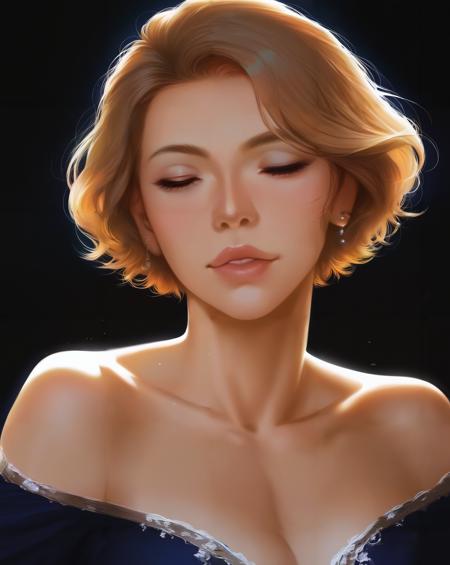 score_9, masterpiece, best quality, simple line drawing, minimalist art style, elegant profile view, black background, minimal contrast
BREAK: 1girl, mid-twenties, slender physique, short hair, closed eyes, parted lips, neutral expression, head turned slightly to side, detailed facial features
BREAK: smooth body curves, visible collarbone, bare shoulders, no clothing, subtle breast outline, minimalist anatomy, simple shading, clean linework
BREAK: soft even lighting, focus on face and upper body, smooth contours emphasized by light, no accessories, visual simplicity