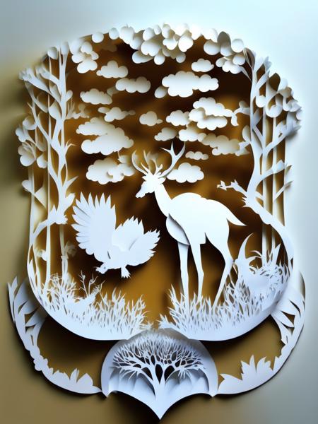 <lora:KIRIGAMI:1>KIRIGAMI style papercutting art, Tusif Ahmad