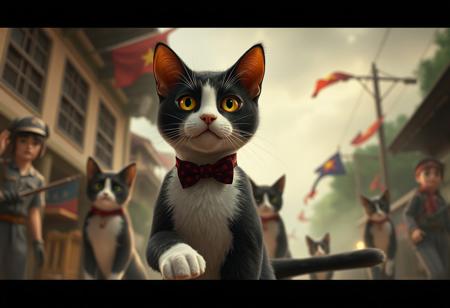 In the heart of 1950s Vietnam, as the French-Indochinese revolution unfolds, a tuxedo cat named Cole leads a clandestine group of feline rebels known as the Cat Squad. Unbeknownst to humans, these cats possess the rare ability to time travel, allowing them to gather knowledge and support from key moments in history.
When an ancient artifact changes the course of the revolution, threatening the future of both humans and felines, Cole must rally his team for one final mission. Traveling back to key battles throughout history, they learn crucial tactics and forge alliances with famous feline figures. However, just as victory seems within reach, Cole discovers that one of his trusted allies has been an undercover agent for the French colonizers all along, intent on sabotaging their efforts.
In a thrilling showdown amidst the chaos of the revolution, Cole must outsmart the traitor while uniting the felines and humans alike to reclaim their future. As the dust settles, the world learns that sometimes, the smallest heroes can make the biggest difference in the fight for freedom.