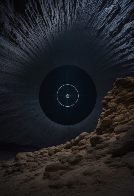 A stately pleasure-dome decree:
Where Alph, the sacred river, ran
Through caverns measureless to man
   Down to a sunless sea.
So twice five miles of fertile ground
With walls and towers were girdled round;
I center: a big black circle in bold lines intersected by a thick X, 3s symbol,
Photographer Reuben Wu Style