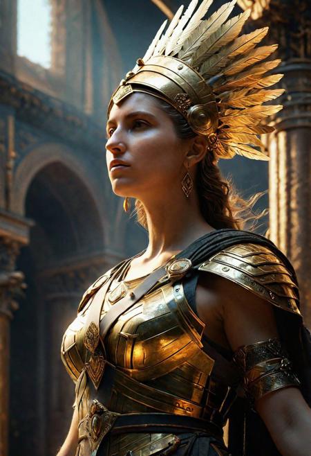 Athena, Rembrandt Van Rijn, digital art, 8K artistic photography, octane render, beautiful composition, trending on artstation, award-winning photograph, masterpiece