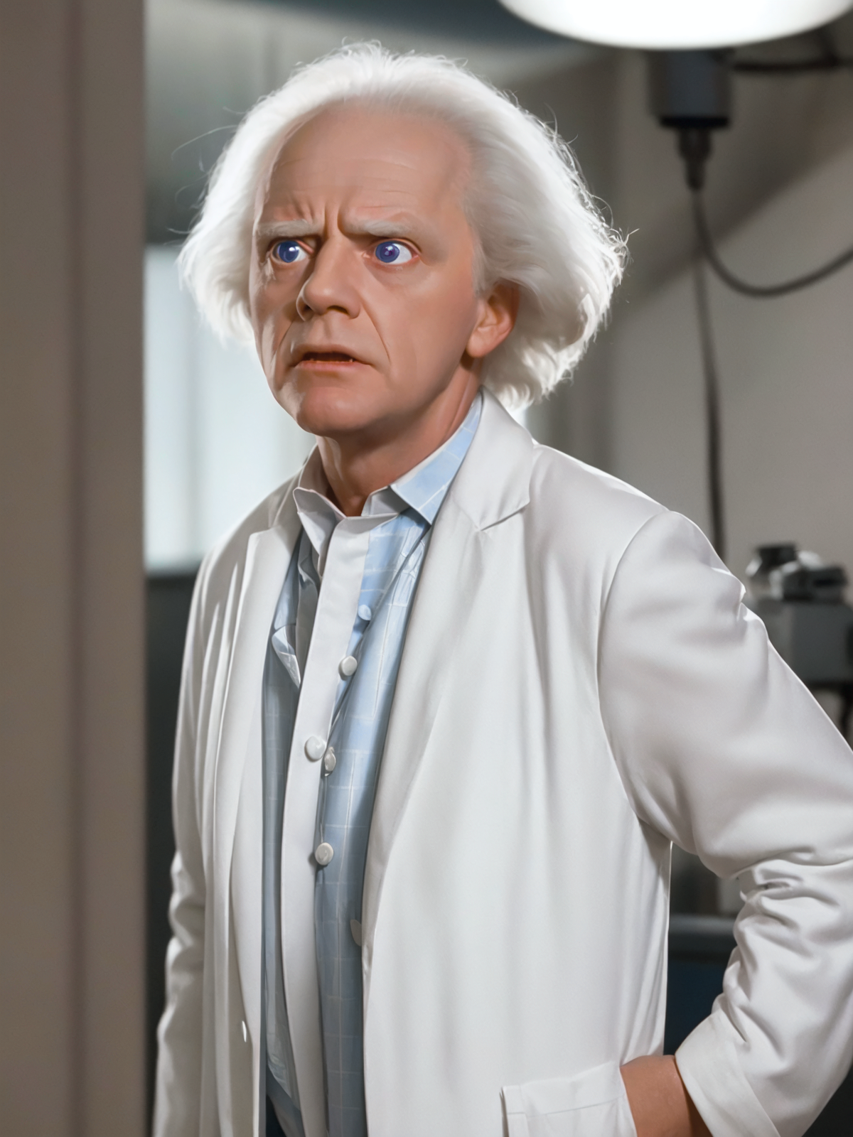 (best quality, high quality, good quality)

doctor emmet brown, back to the future, 
(facing viewer, looking at viewer) , ...