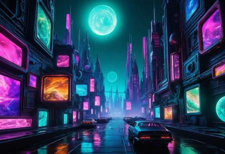 A futuristic, post-apocalyptic cityscape in the style of Heidelberg school, with a mix of dye-transfer and alcohol ink techniques, featuring filigree patterns and holographic elements, reminiscent of Cinema 4D pop art. The scene is illuminated by dynamic, volumetric lighting, with deep colors and a sense of galactic, diffuse glow. Geometric shapes and abstract art forms are woven throughout the composition, with a photorealistic, maximalist approach, evoking the feeling of a 1900s photograph. The atmosphere is charged with an otherworldly energy, as if captured through a telephoto lens, with a mix of watercolor and chalk art textures. Incorporating elements of synthwave and aetherpunk, with poorly drawn, expressionist hands reaching towards the sky, amidst a backdrop of retrofuturistic, liminal landscapes, inspired by the works of James Gurney, J. G. Quintel, Ferdinand Knab, and Josephine Wall, with a dash of Unity 3D and resin cast aesthetics, and a color palette that explores complementary hues, as if rendered in Mandelbulber3D, with ambient occlusion and parallax effects.