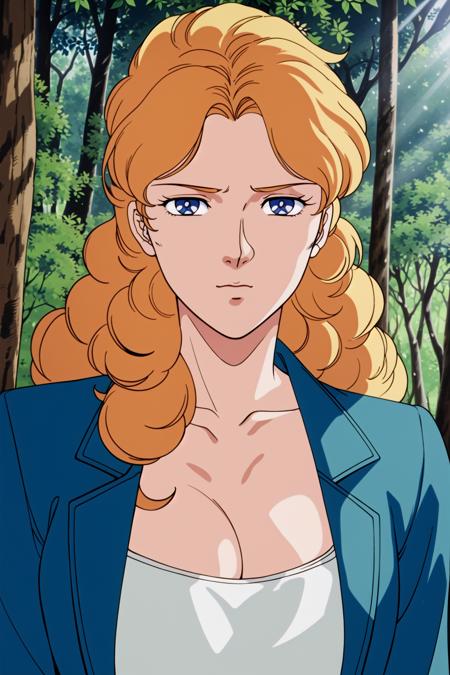 outdoors,forest,trees,Blue Sky,
long sleeves, Blue jacket,White Shirt,cleavage, collarbone,
<lora:Nadia_Ronah_F91-KK77-V1:0.7>,office lady,
Blue eyes, blonde hair, bangs,Long hair,
<lora:Oda_Non_Style-KK77-V2:0.3>,<lora:more_details:0.1>,
1 girl, 20yo,Young female,Beautiful Finger,Beautiful long legs,Beautiful body,
Beautiful Nose,Beautiful character design, perfect eyes, perfect face,expressive eyes,perfect balance,
looking at viewer,(Focus on her face),closed mouth, (innocent_big_eyes:1.0),(Light_Smile:0.3),
official art,extremely detailed CG unity 8k wallpaper, perfect lighting,Colorful, Bright_Front_face_Lighting,White skin,
(masterpiece:1.0),(best_quality:1.0), ultra high res,4K,ultra-detailed,
photography, 8K, HDR, highres, absurdres:1.2, Kodak portra 400, film grain, blurry background, bokeh:1.2, lens flare, (vibrant_color:1.2),professional photograph,
(Beautiful,large_Breasts:1.0), (beautiful_face:1.5),(narrow_waist),