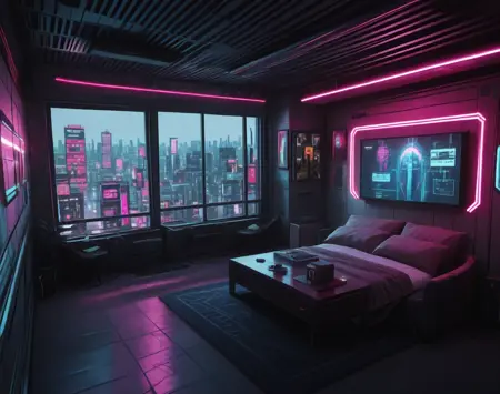 Cyberpunk Interior (Architecture) (Illustrious) (AD)