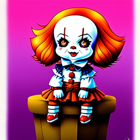 (chibiSJstyle:1.1) a cute pennywise sitting