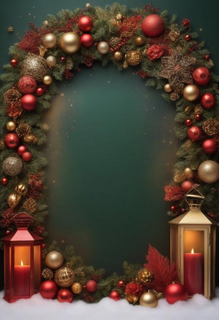 A festive holiday backdrop featuring warm, 
glowing lights and rich colors like red, 
gold, 
and green. The design includes traditional elements such as wreaths, 
ornaments, 
and soft falling snow for winter holidays, 
or lanterns and fireworks for celebrations like New Year's. The background radiates a celebratory and cozy feel, 
with sparkling details adding a sense of warmth and excitement.