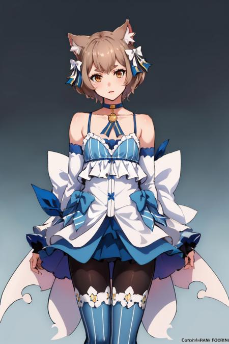 felix argyle otoko no ko hair bow dress striped ribbon detached sleeves pantyhose blue choker tail collarbone bare shoulders