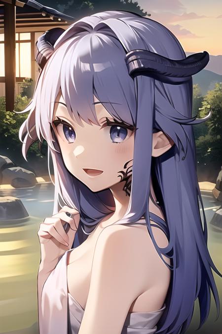 <lora:Lefisios:0.8>, lefisios, 1girl
 detailed face, masterpiece, best quality
:d
onsen, towel